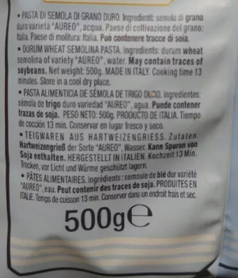 List of product ingredients Gran fusilli voiello 500 g