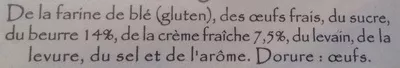 Liste des ingrédients du produit Gâche en Tranches Pur Beurre et à la Crème Fraîche Brioches & Viennoiserie Thomas 600 g