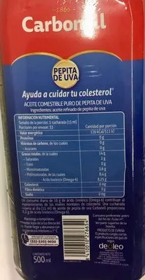 List of product ingredients Aceite de pepita de uva Carbonell Carbonell 500 ml