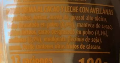 Lista de ingredientes del producto Pâte à tartiner Nocilla 190 g
