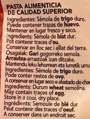 Liste des ingrédients du produit Pasta Gallo Fideus Perla gallo 