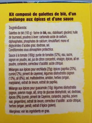 Lista de ingredientes del producto Kit pour Enchiladas Old El Paso 