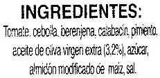 Lista de ingredientes del producto Pisto Ybarra 350 g (neto)