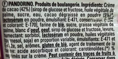 Lista de ingredientes del producto Pandorino Dulcesol 