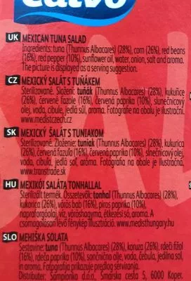 Lista de ingredientes del producto Mexican Tuna Salad Calvo 
