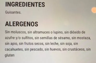 Lista de ingredientes del producto Guisantes Extrafinos Findus 200 g