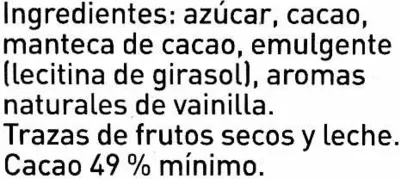 Lista de ingredientes del producto Tableta de chocolate negro 49% cacao Nestlé 150 g