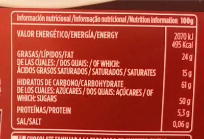 Liste des ingrédients du produit Taza Chocolat Valor 