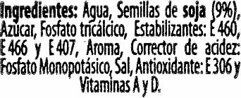 List of product ingredients Bebida de soja ligera ViveSoy 1 l