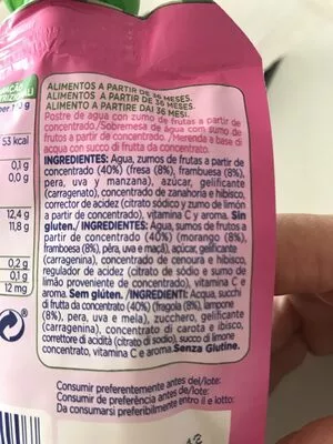 Liste des ingrédients du produit Gelatina de frutitas del bosque Hero Nanos 