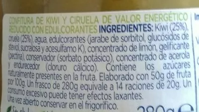 Lista de ingredientes del producto Kiwis y ciruelas Hero 
