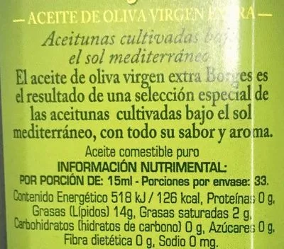 List of product ingredients Borges Extra Virgin 500ml Borges 1 pt.