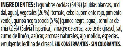 List of product ingredients Benefit legumbres chía verduras Brillante 250 g