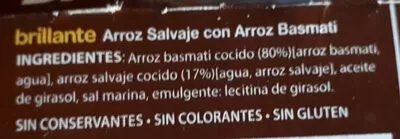 Liste des ingrédients du produit Arroz salvaje con arroz basmati Brillante 250 g