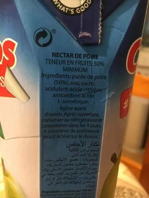 Lista de ingredientes del producto Nectar pera  