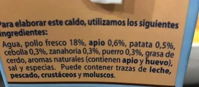 Liste des ingrédients du produit Caldo de pollo casero 100% natural suave envase 1 l Gallina Blanca 