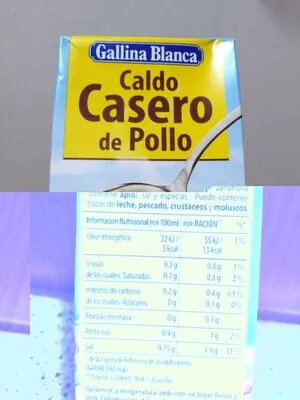 Lista de ingredientes del producto Caldo de pollo casero 100% natural envase 500 ml Gallina Blanca 500 g