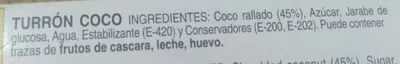 List of product ingredients Turrón de coco El Lobo 