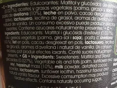 List of product ingredients Crème de Cacao Torras 200g
