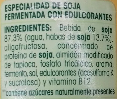 List of product ingredients Savia edulcorado Danone, Savia 500 g (4 x 125 g)