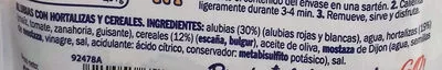 Liste des ingrédients du produit Alubias, Bulgur y verduras Luengo 250 g