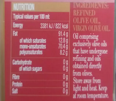 Lista de ingredientes del producto OLIVE OIL La española 500ml