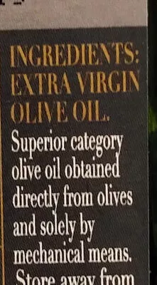 Lista de ingredientes del producto Extra virgin olive oil La Española 