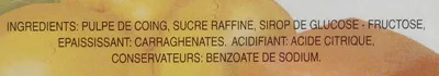 Lista de ingredientes del producto Pâte de coings El Quijote 400 g