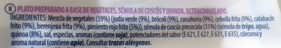 Liste des ingrédients du produit Cous cous con quinoa y verduras Maheso 300 g