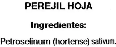 List of product ingredients Perejil hoja 65g Dani 60 g