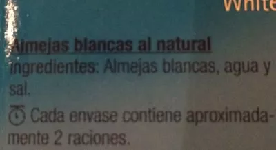 Lista de ingredientes del producto Almejas Chilenas Al Natural Orbe 
