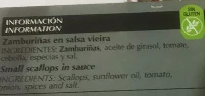 Lista de ingredientes del producto Zamburiñas salsa vieira Dani 