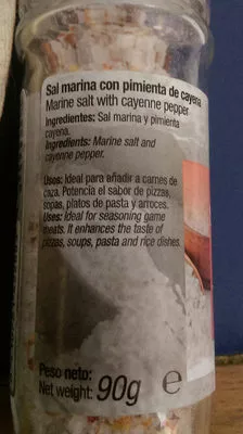 List of product ingredients Sal marina con cayena Dani 90g