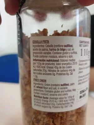 Lista de ingredientes del producto Cebolla Frita Dani 