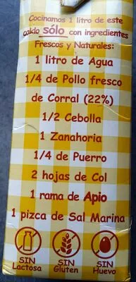 List of product ingredients Caldo Natural Aneto de Pollo Aneto, Aneto Natural 1 l