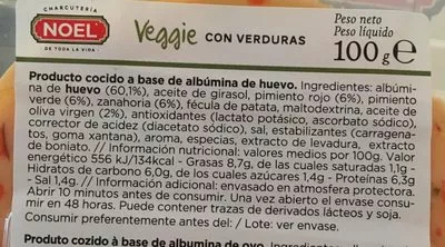 List of product ingredients Veggie con verduras Noel 
