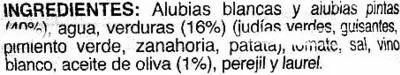 Liste des ingrédients du produit Alubias con verduras Auchan 430 g (neto)