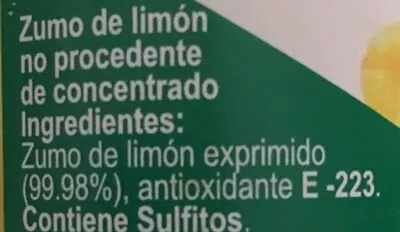 Lista de ingredientes del producto Limon exprimido Parras 280 ml