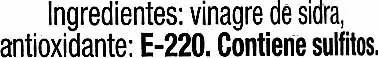 Liste des ingrédients du produit Vinagre de sidra Parras 750 ml