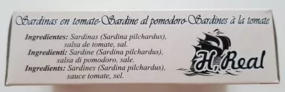 List of product ingredients Sardines à la tomate  