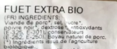 Liste des ingrédients du produit Fuet extra bio Casademont 