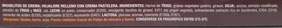 Lista de ingredientes del producto Miguelitos de la Roda con crema Miguelitos Ruiz 600 g