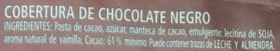 List of product ingredients Gotas de Chocolate Clavileño 