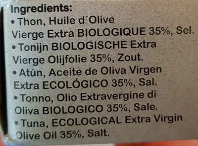 Liste des ingrédients du produit Filets de thon à l'huile d'olive  
