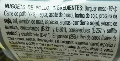 List of product ingredients Nuggets de pollo Mercadona 