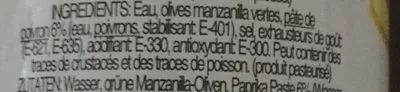 Liste des ingrédients du produit Olives farcies aux poivrons Les Conviviales FRUYPER Fruyper 