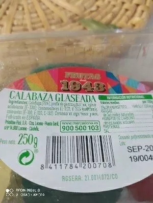 Lista de ingredientes del producto Calabaza glaseada Primitivo Picó 