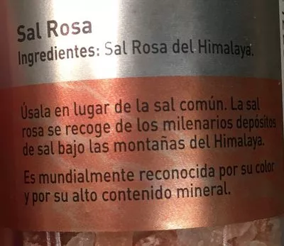 Liste des ingrédients du produit Sal Rosa del Himalaya Toque 105 g