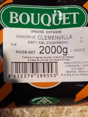 Liste des ingrédients du produit Mandarine Clemenvilla Bouquet 2kg