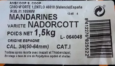 Liste des ingrédients du produit Mandarines Nadorcott Bouquet 1,5 kg